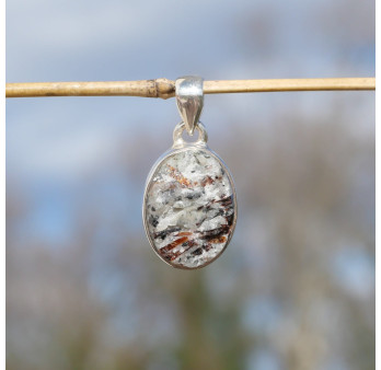 Petit pendentif argent pierre en Astrophylitte blanche