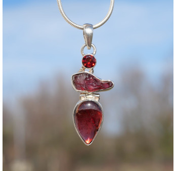 Pendentif En Argent Avec Pierre Naturelle - Bijou Occasion, Couleur Argenté
