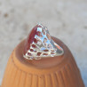 Grosse bague branches corail argent pierre Quartz strawberry T52