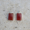 Boucles d'oreilles rectangulaires argent et pierre Cornaline