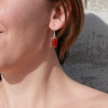 Boucles d'oreilles rectangulaires argent et pierre Cornaline