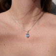 Pendentif ovale pierre Topaze bleue et argent