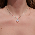 Pendentif goutte en Opale d'Ethiopie et argent