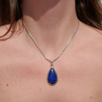 Pendentif goutte argent double et pierre Lapis lazuli