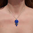 Pendentif en argent et 4 pierres Lapis lazuli Cyanite et Topaze