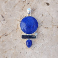 Pendentif en argent et 4 pierres Lapis lazuli Cyanite et Topaze