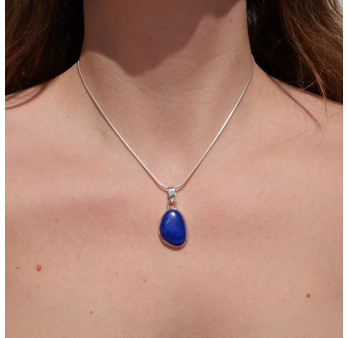 Pendentif pierre Lapis lazuli asymétrique et argent