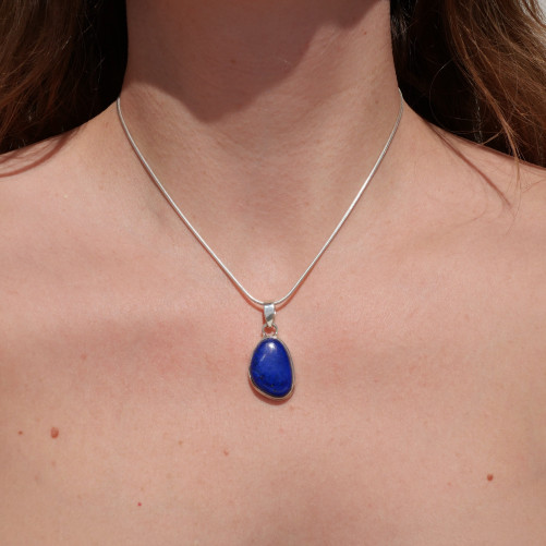 Pendentif pierre Lapis lazuli asymétrique et argent