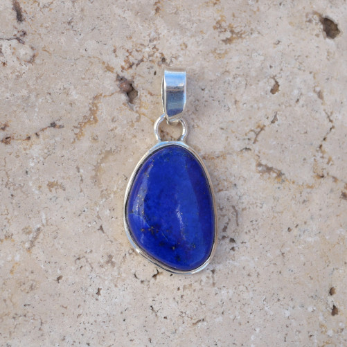 Pendentif pierre Lapis lazuli asymétrique et argent