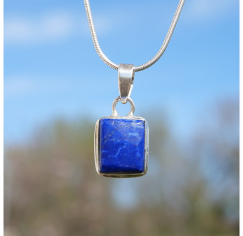 Pendentif rectangulaire en argent et pierre Lapis lazuli