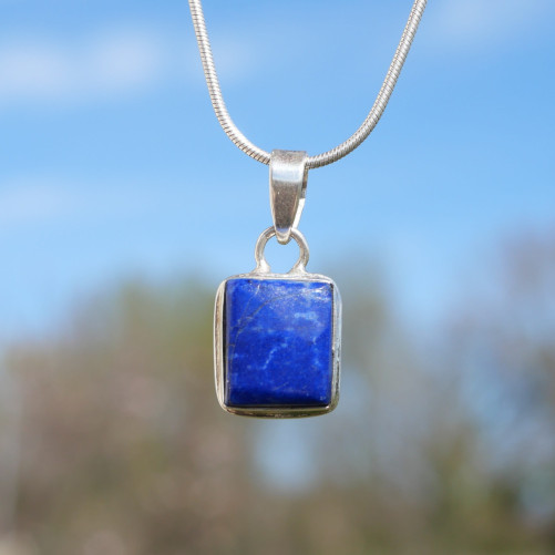 Pendentif rectangulaire en argent et pierre Lapis lazuli