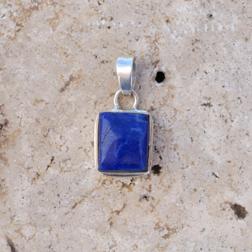 Pendentif rectangulaire en argent et pierre Lapis lazuli