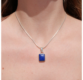 Pendentif rectangulaire en argent et pierre Lapis lazuli
