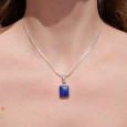 Pendentif rectangulaire en argent et pierre Lapis lazuli