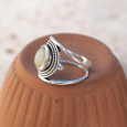 Anneau large bohême ajouré en argent ciselé et Opale T50/51/53/54