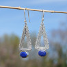 Boucles d'oreilles triangle en argent et pierre Lapis lazuli