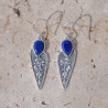 Boucles fleurs en argent et pierre Lapis lazuli