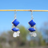 Boucles argent 6 pierres Lapis lazuli et Pierre de lune