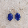 Boucles ovales en Lapis lazuli facettée et griffes en argent