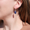 Boucles ovales en Lapis lazuli facettée et griffes en argent