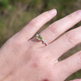 Bague fine argent torsadé pierre Péridot T50/52/55/58/60