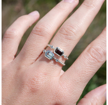 Bague fine argent torsadé pierre Grenat T53/56/58/60