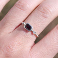 Bague fine argent torsadé pierre Grenat T53/56/58/60