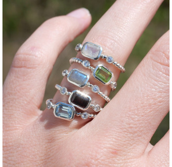 Bague fine argent torsadé pierre Grenat T53/56/58/60