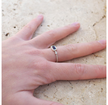 Bague fine argent torsadé pierre Grenat T53/56/58/60
