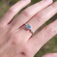 Bague fine argent torsadé pierre Topaze bleue T50/52/56/58/60