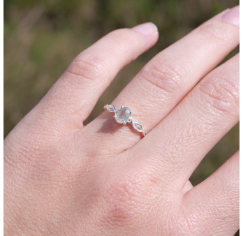Bague fine argent ajourée pierre griffée Labradorite T52/53/55/57/60