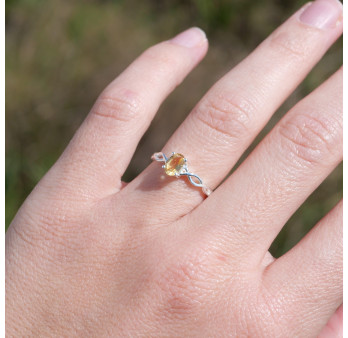 Bague fine argent ajourée pierre griffée Citrine T50/52/55/57/60