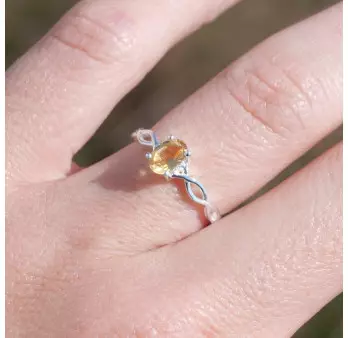 Bague fine argent ajourée pierre griffée Citrine T50/52/55/57/60