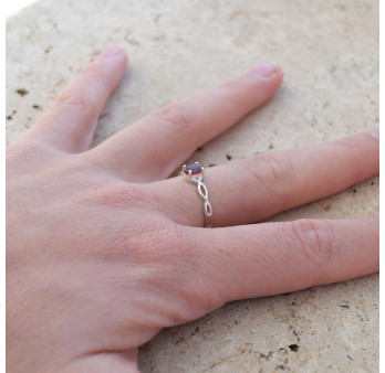 Bague fine argent ajourée pierre griffée Grenat T50/52/55/57
