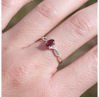 Bague fine argent ajourée pierre griffée Grenat T50/52/55/57