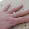 Bague fine argent ajourée pierre griffée Pierre de lune T55/57