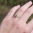 Bague fine argent ajourée pierre griffée Péridot T50/52/55/57