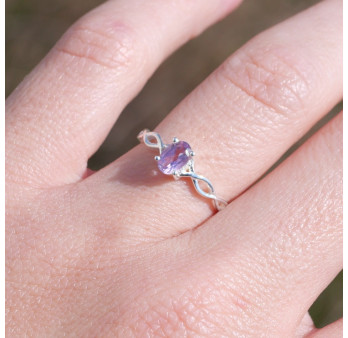 Bague fine argent ajourée pierre griffée Améthyste T50/52/55/57/60
