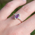 Bague fine argent pierre marquise griffée Améthyste T49/52/55/57/60