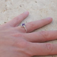 Bague fine argent pierre marquise griffée Améthyste T49/52/55/57/60