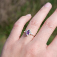 Bague fine argent pierre marquise griffée Améthyste T49/52/55/57/60