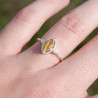 Bague fine argent pierre marquise griffée Citrine T49/52/55/57