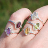 Bague fine argent pierre marquise griffée Citrine T49/52/55/57