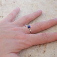 Bague fine lune argent et pierre ronde Lapis lazuli T50/52/54/57/60
