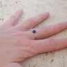 Bague fine lune argent et pierre ronde Lapis lazuli T50/52/54/57/60