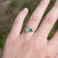 Bague fine lune argent et pierre ronde Agate verte T49/52/55/57/59 Bague fine lune argent et pierre ronde Agate verte T49/52/55/57/59