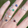 Bague fine lune argent et pierre ronde Agate verte T49/52/55/57/59 Bague fine lune argent et pierre ronde Agate verte T49/52/55/57/59