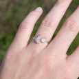 Bague fine lune argent et pierre ronde Pierre de lune T49/52/54/57