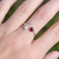 Bague fine lune argent et pierre ronde Grenat T49/52/57/60