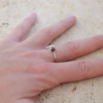 Bague fine lune argent et pierre ronde Grenat T49/52/57/60